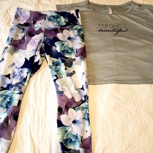 Old navy Floral spring purple legging workout bundle size large